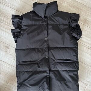 Black Ruffled Sleeve Puffer Vest
